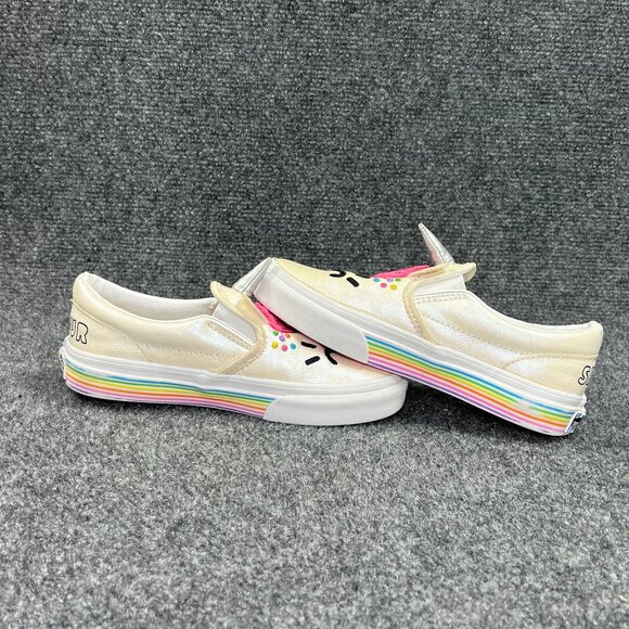 Vans Flour Shop Unicorn Sneakers Girls Sz 1 Colorful Slip On Athleitc Skate Shoe - Picture 7 of 12